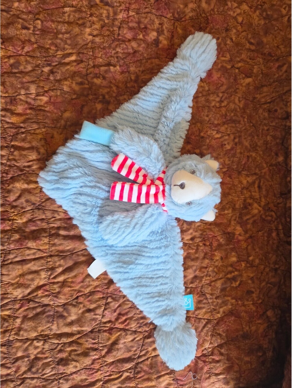 Manhattan Toy Co 2018 Blue Teddy Bear Baby Security Blanket Pacifier Holder Soft